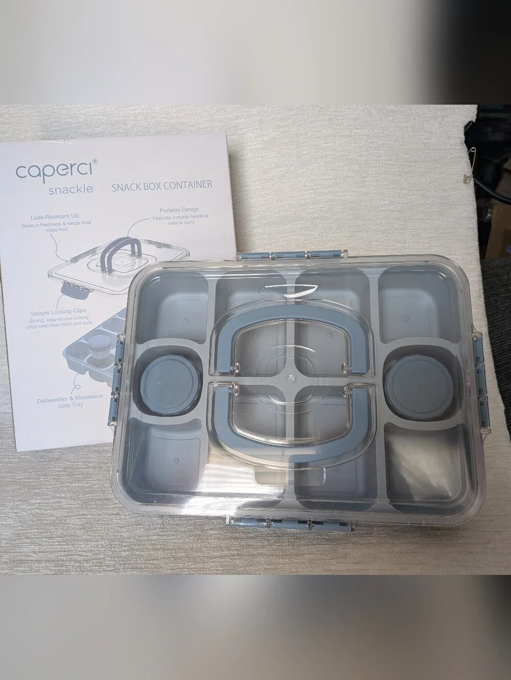 Caperci Snack Box Container in Light Blue Lidded Brand New